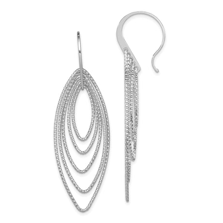 Sterling Silver Dangle Earrings with Layered Marquise-Shaped Chains, Lightweight Long Drop Design