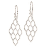 Sterling Silver Dangle Earrings, Geometric Honeycomb Design, Modern Minimalist Drop Style for Women