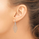 Sterling Silver Dangle Earrings, Geometric Honeycomb Design, Modern Minimalist Drop Style for Women