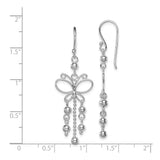 Sterling Silver Dangle Earrings with Openwork Butterfly Design and Bead Accents