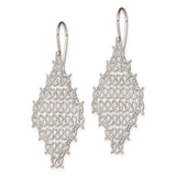 Sterling Silver Dangle Earrings with Interlocking Loop Mesh Design, Boho Drop Style for Women