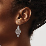 Sterling Silver Dangle Earrings with Interlocking Loop Mesh Design, Boho Drop Style for Women