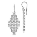 Sterling Silver Dangle Earrings with Interlocking Loop Mesh Design, Boho Drop Style for Women