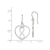 Sterling Silver Infinity Heart Dangle Earrings, Open Heart Design for Women