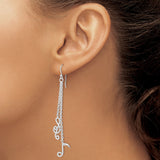 Sterling Silver Dangle Earrings with Treble Clef and Musical Note Charms on Chains