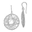 Sterling Silver Dangle Earrings, Abstract Wire Wrapped Circle Hoop Design for Women