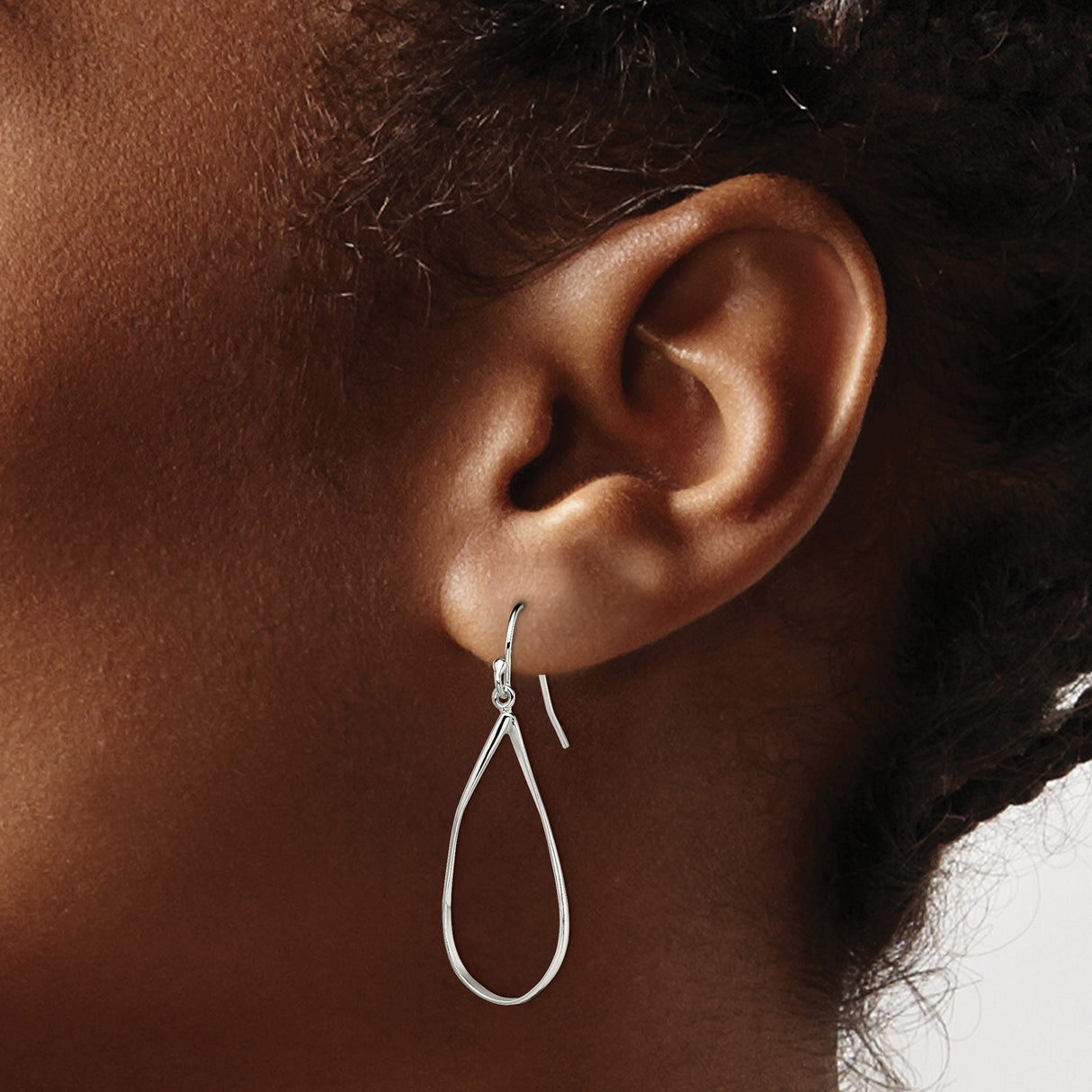 Sterling Silver Teardrop Dangle Earrings with Open Loop Design, Lightweight Modern Style