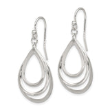 Sterling Silver Dangle Earrings with Triple Open Teardrop Loops, Polished Minimalist Design