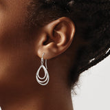 Sterling Silver Dangle Earrings with Triple Open Teardrop Loops, Polished Minimalist Design