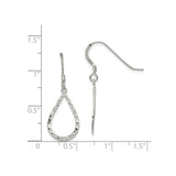 Sterling Silver Teardrop Dangle Earrings with Hammered Texture and Matte Finish