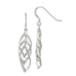 Sterling Silver Dangle Earrings with Twisted Openwork Leaf Design