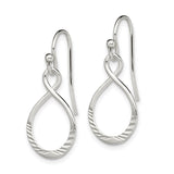 Sterling Silver Infinity Drop Earrings with Open Teardrop Loops and Etched Accents