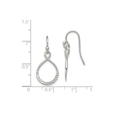Sterling Silver Infinity Drop Earrings with Open Teardrop Loops and Etched Accents