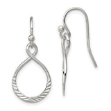 Sterling Silver Infinity Drop Earrings with Open Teardrop Loops and Etched Accents