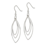 Sterling Silver Marquise Shape Dangle Earrings with Layered Open Wire Design