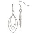 Sterling Silver Marquise Shape Dangle Earrings with Layered Open Wire Design