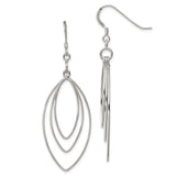 Sterling Silver Marquise Shape Dangle Earrings with Layered Open Wire Design