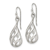 Sterling Silver Dangle Earrings with Open Teardrop Twist and Intertwined Loop Design