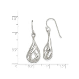 Sterling Silver Dangle Earrings with Open Teardrop Twist and Intertwined Loop Design