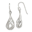 Sterling Silver Dangle Earrings with Open Teardrop Twist and Intertwined Loop Design