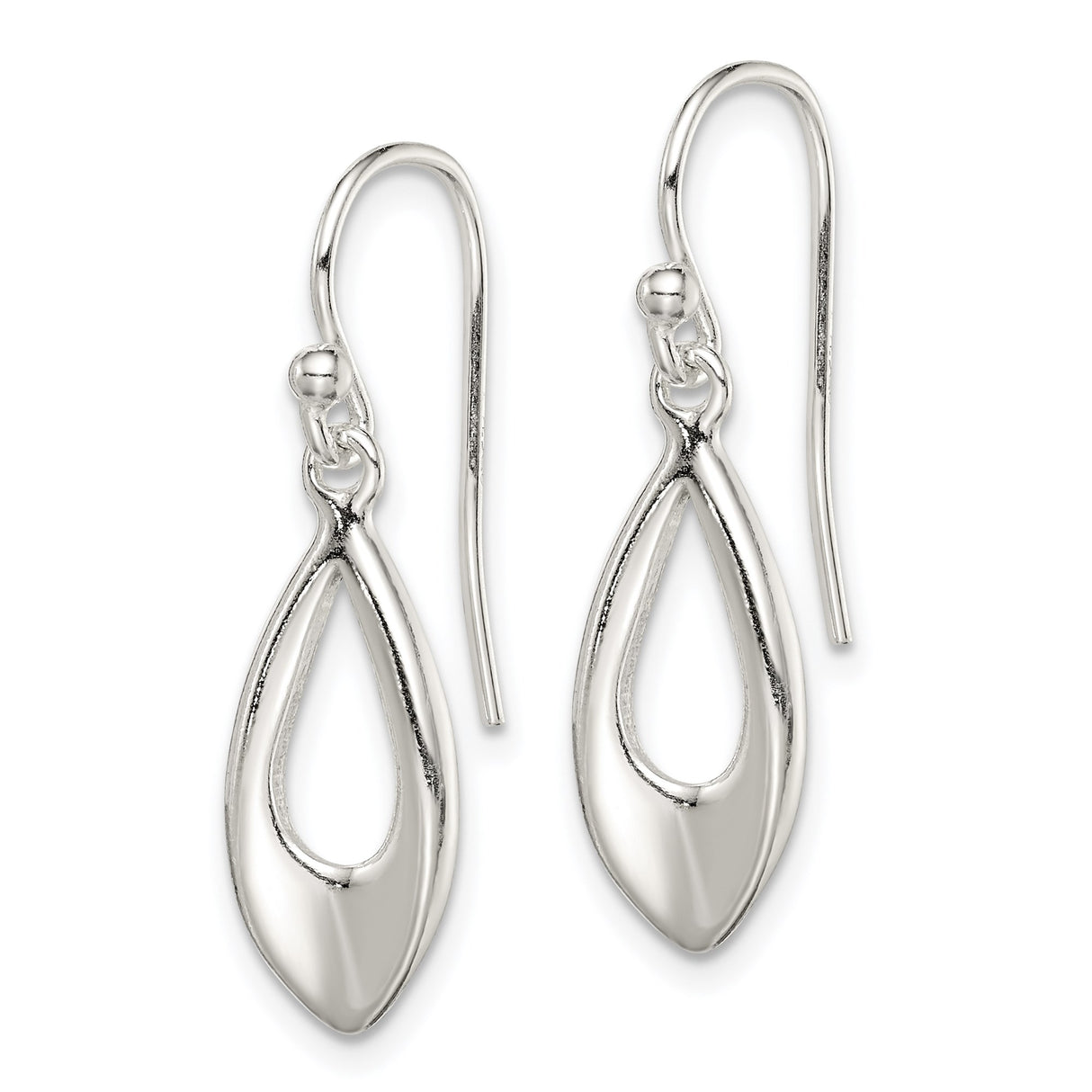Sterling Silver Dangle Drop Earrings with Marquise Teardrop Shape, Minimalist Hook Design