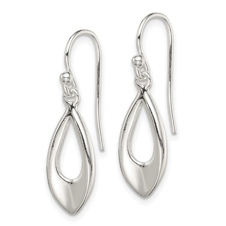 Sterling Silver Dangle Drop Earrings with Marquise Teardrop Shape, Minimalist Hook Design