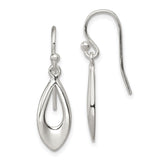 Sterling Silver Dangle Drop Earrings with Marquise Teardrop Shape, Minimalist Hook Design