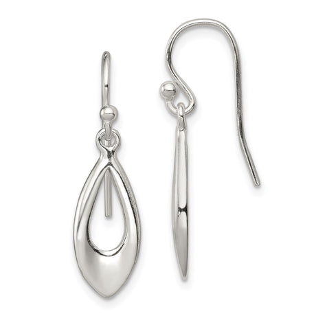 Sterling Silver Dangle Drop Earrings with Marquise Teardrop Shape, Minimalist Hook Design