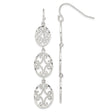 Sterling Silver Dangle Earrings with Three Oval Medallions, Filigree Scrollwork Design, Boho Vintage Style