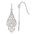 Sterling Silver Dangle Earrings with Teardrop Shape and Filigree Leaf Vine Design