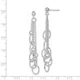 Sterling Silver Dangle Earrings with Layered Chains and Oval Links, Boho Drop Design