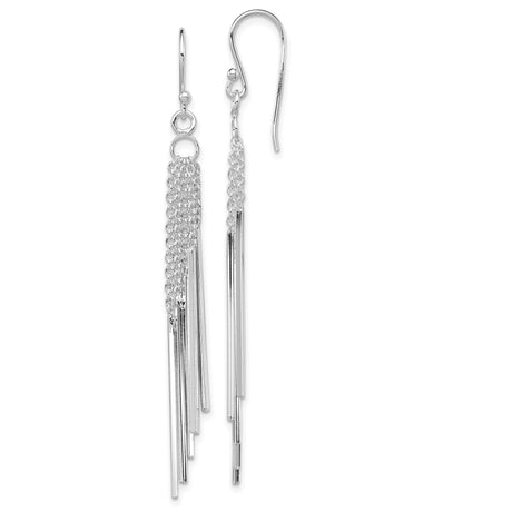 Sterling Silver Dangle Earrings with Multi-Strand Chains and Bar Drops, Modern Minimalist Style