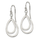 Sterling Silver Double Open Teardrop Dangle Earrings, Lightweight Polished Loops, Minimalist Design