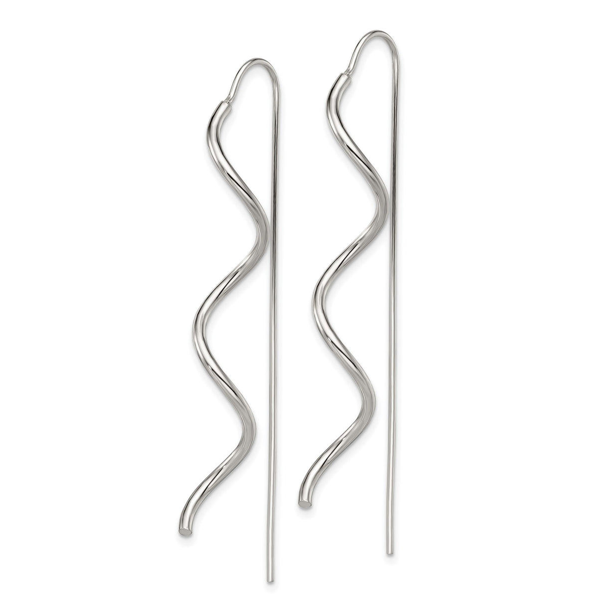 Sterling Silver Threader Earrings with Spiral Twist Design, Modern Minimalist Dangle Style