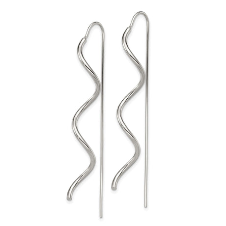 Sterling Silver Threader Earrings with Spiral Twist Design, Modern Minimalist Dangle Style