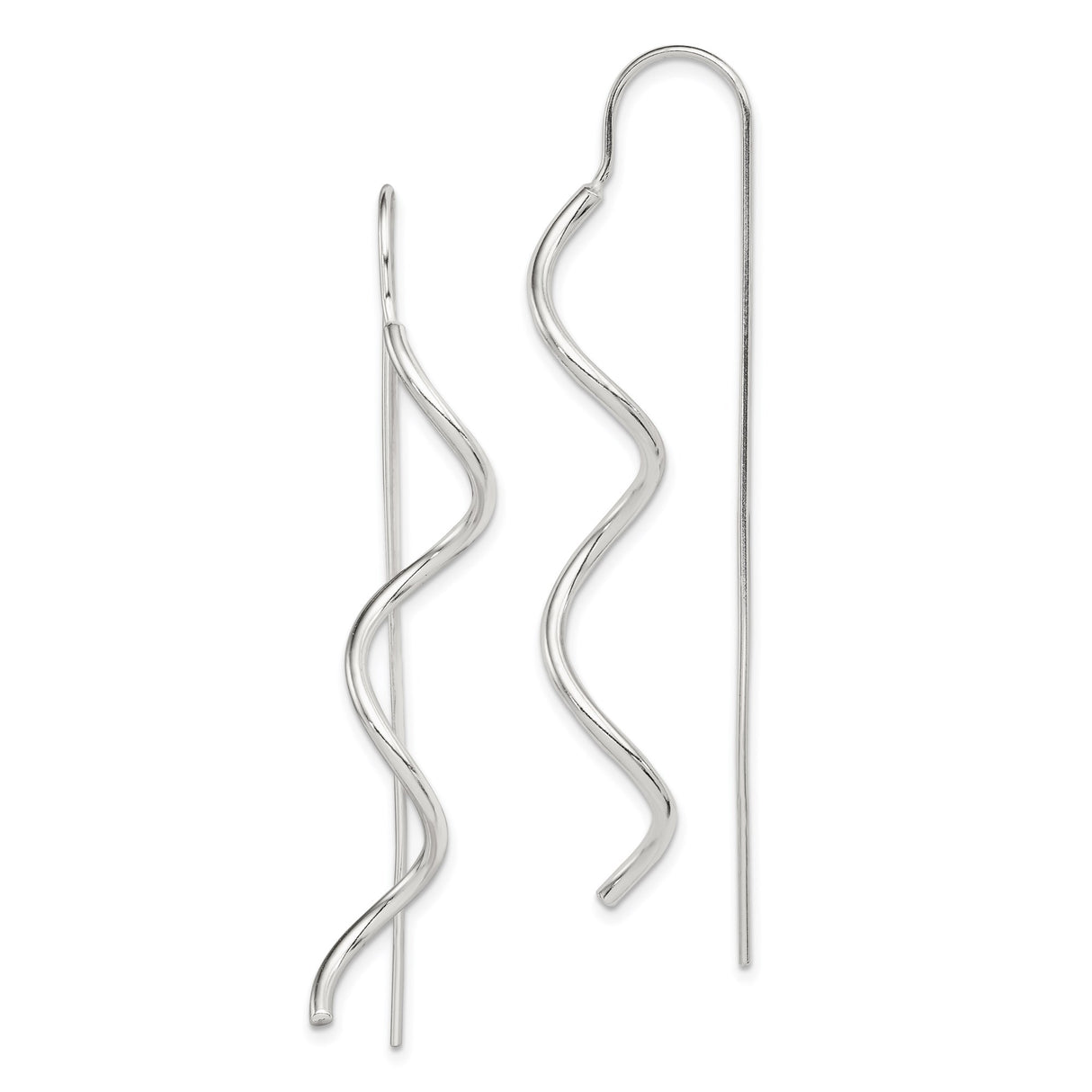 Sterling Silver Threader Earrings with Spiral Twist Design, Modern Minimalist Dangle Style
