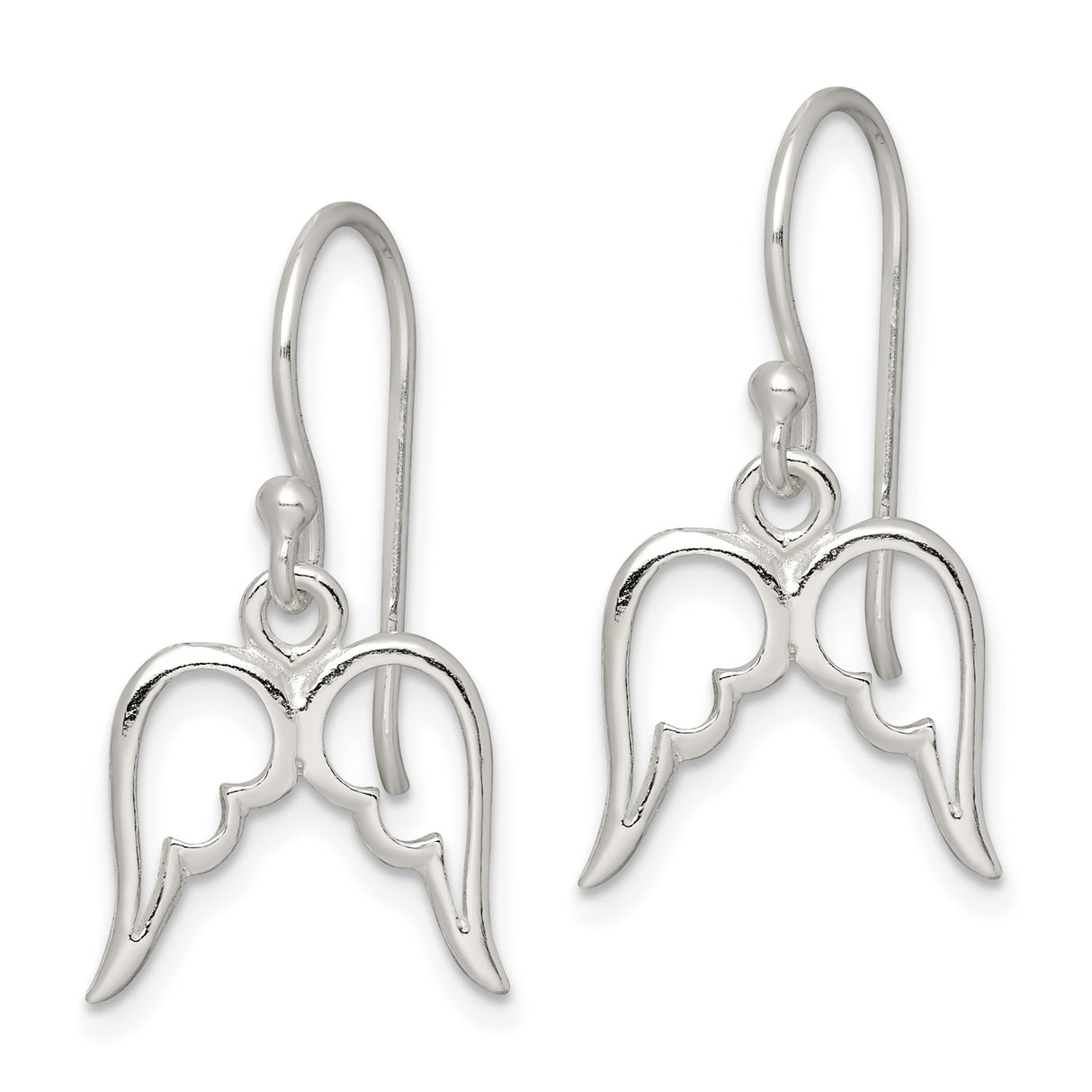 Sterling Silver Angel Wing Dangle Earrings, Lightweight Christian Faith Jewelry for Women