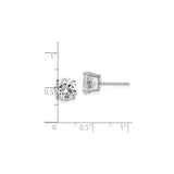 Sterling Silver Stud Earrings with Round Cut Cubic Zirconia in Four-Prong Solitaire Setting