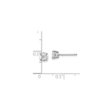 Sterling Silver Stud Earrings with Round Cut Cubic Zirconia in Four-Prong Setting