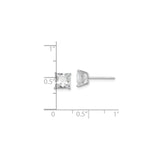 Sterling Silver Stud Earrings with Square Cut Cubic Zirconia, Minimalist Classic Design