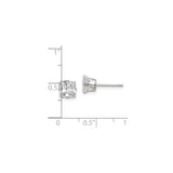 Sterling Silver Princess Cut Stud Earrings with Clear Cubic Zirconia, Minimalist Four Prong Setting