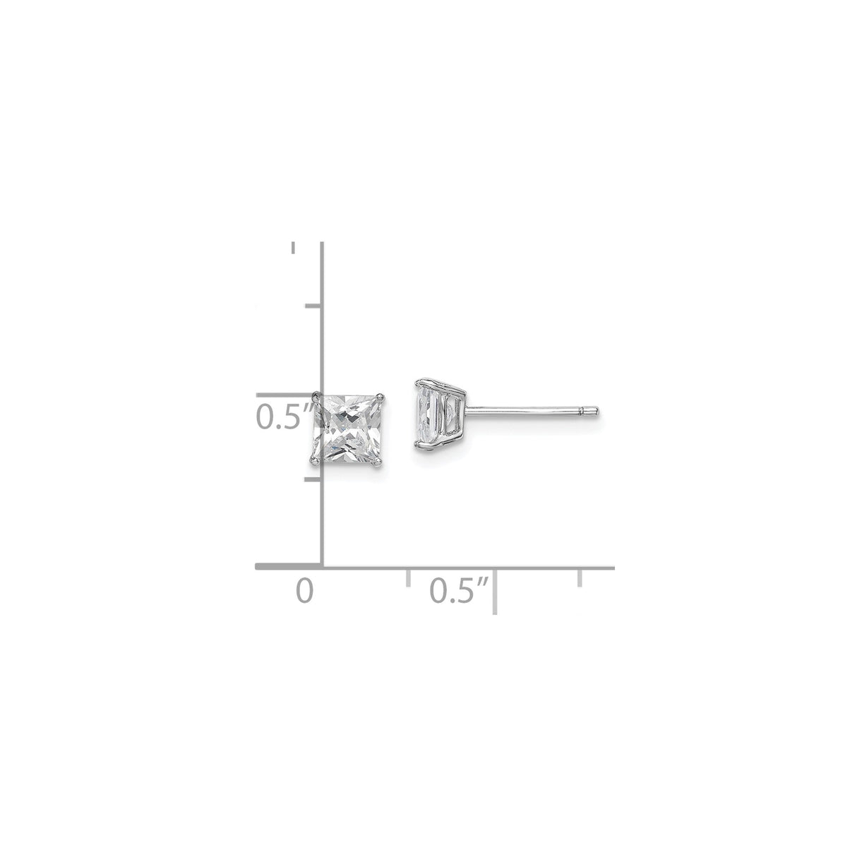 Sterling Silver Minimalist Stud Earrings with Square CZ