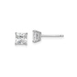 Sterling Silver Stud Earrings with Clear Square Cubic Zirconia in Four-Prong Setting, Minimalist Design for Women, Lightweight Sparkling Studs for Daily Wear, Classic Silver Modern Fashion Jewelry