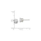 Sterling Silver Stud Earrings with Cubic Zirconia, Round Solitaire Prong Set, 7mm