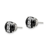 Sterling Silver Black White CZ Stud Earrings Four Prong