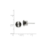 Sterling Silver Black White CZ Stud Earrings Four Prong
