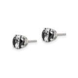Sterling Silver Black And White Faceted Gem Stud Earrings