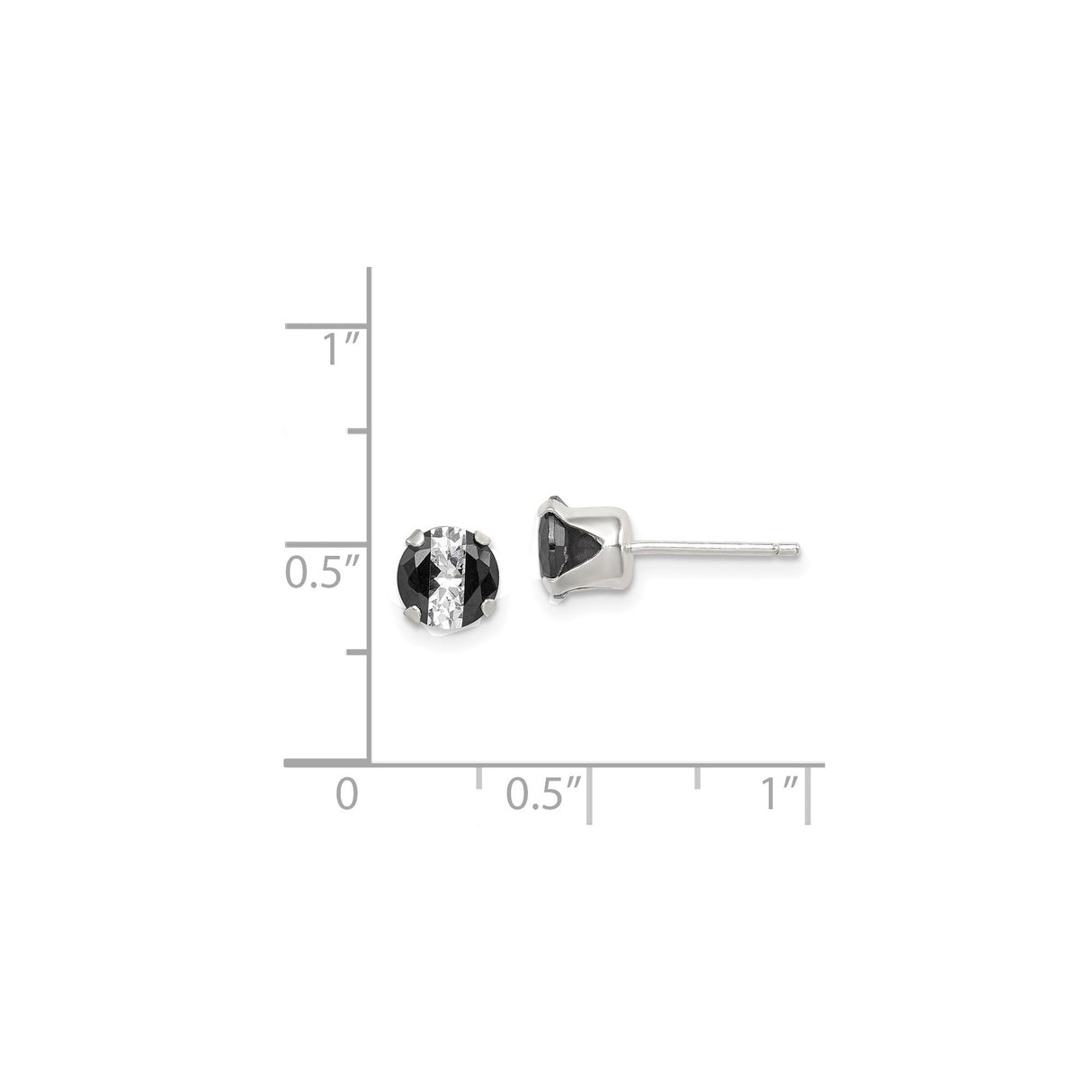 Sterling Silver Black And White Faceted Gem Stud Earrings