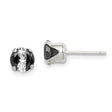 Sterling Silver Stud Earrings with Round Black and White Faceted Gemstones in Prong Setting, Minimalist Modern Design for Women and Unisex Wear, Sleek Elegant Jewelry for Everyday Style