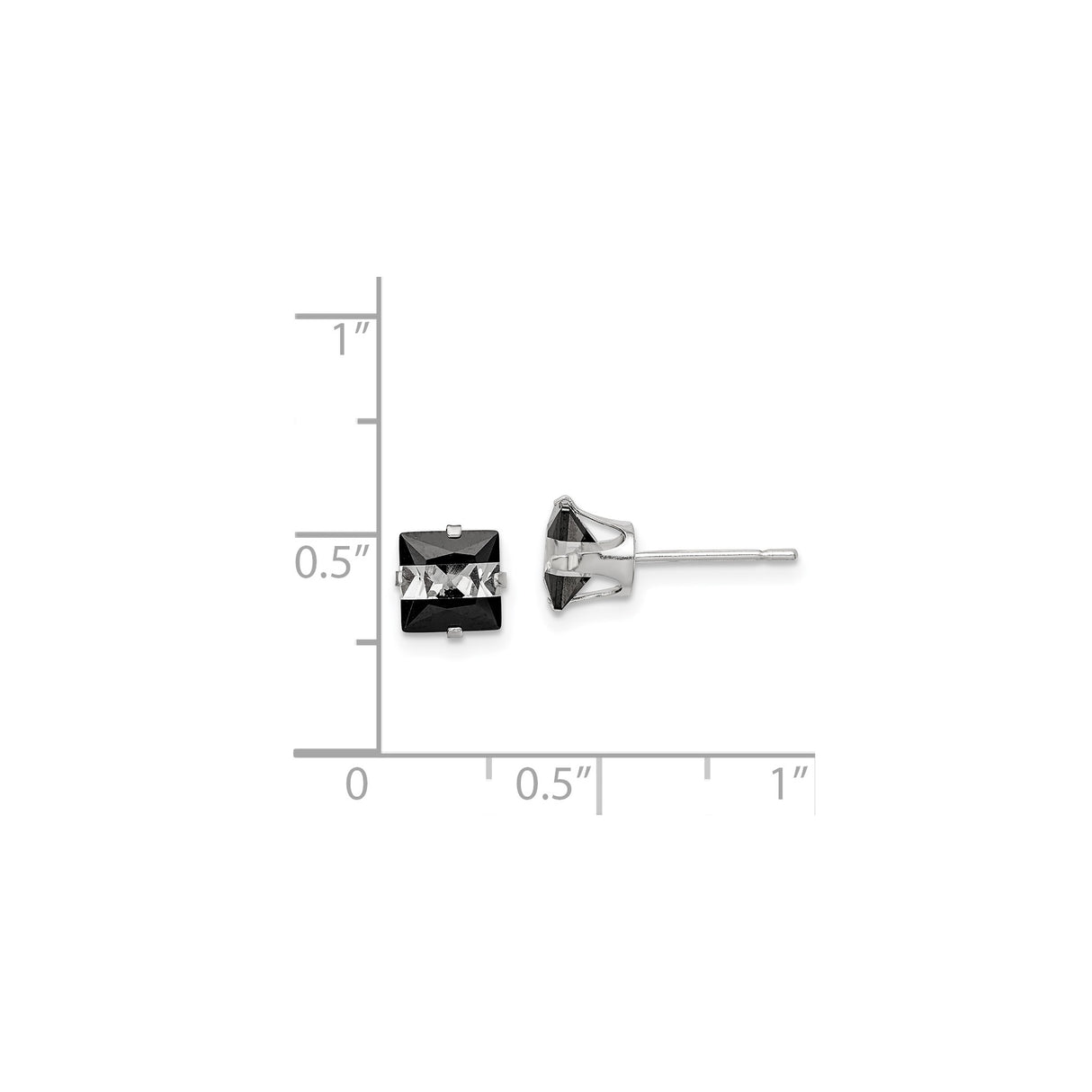 Sterling Silver Stud Earrings with Black Onyx and Cubic Zirconia, Modern Geometric Design